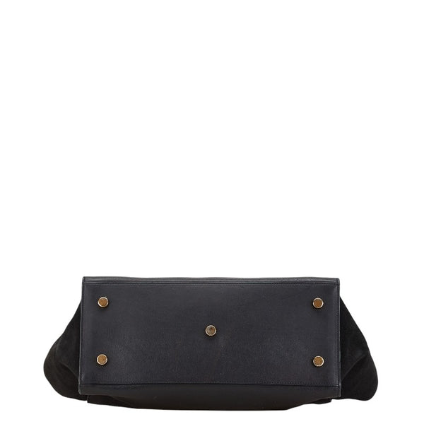 サンローラン YSLロゴ ダウンタウン カバス ハンドバッグ ショルダーバッグ 2WAY 436832 ブラック レザー スウェード レディース SAINT LAURENT 【中古】