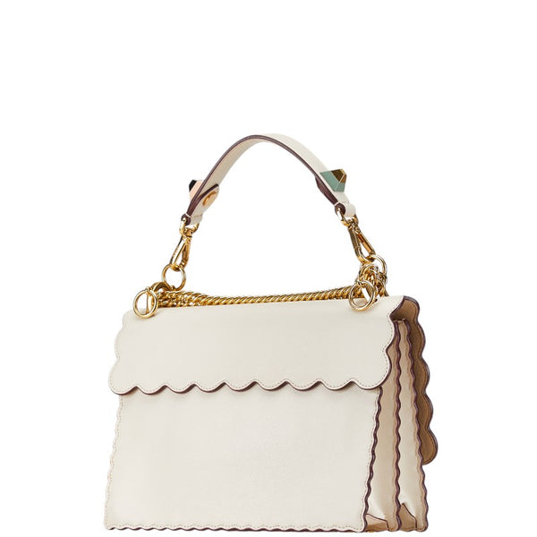 フェンディ キャナイ チェーン ハンドバッグ ショルダーバッグ 2WAY 8BT283 ベージュ レザー レディース FENDI 【中古】