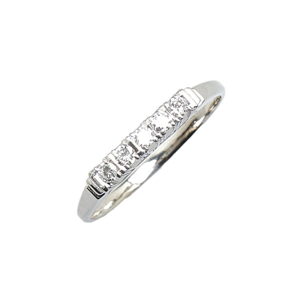 Pt850 プラチナ ダイヤ0.21ct 一文字 リング 指輪 #58 レディース 18号 【中古】