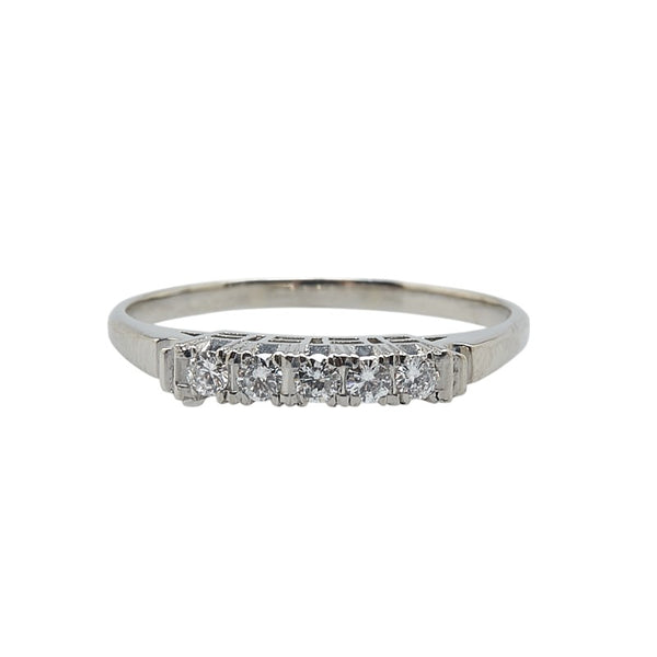 Pt850 プラチナ ダイヤ0.21ct 一文字 リング 指輪 #58 レディース 18号 【中古】