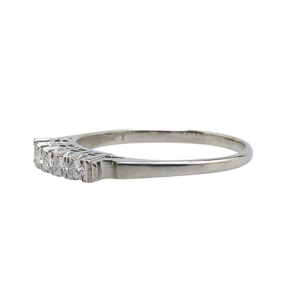 Pt850 プラチナ ダイヤ0.21ct 一文字 リング 指輪 #58 レディース 18号 【中古】