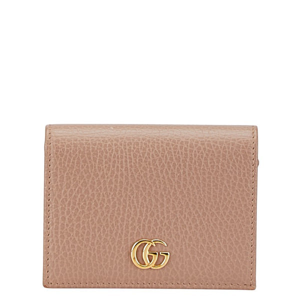 グッチ GGマーモント 二つ折り財布 456126 ベージュ レザー レディース GUCCI 【中古】