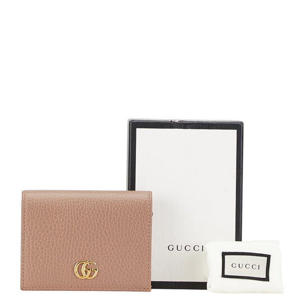 グッチ GGマーモント 二つ折り財布 456126 ベージュ レザー レディース GUCCI 【中古】