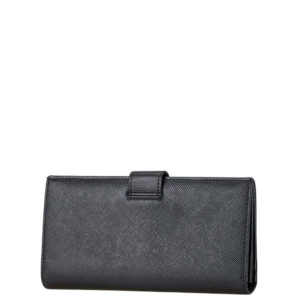 プラダ 三角ロゴプレート 長財布 1MV025 ブラック レザー レディース PRADA 【中古】