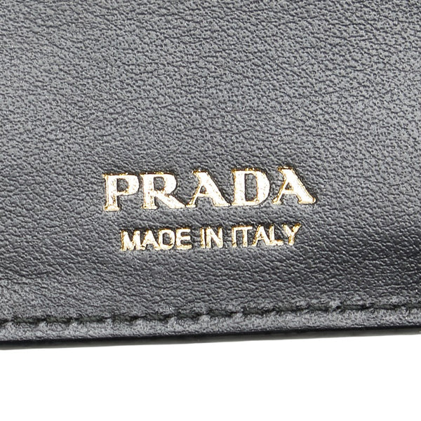 プラダ 三角ロゴプレート 長財布 1MV025 ブラック レザー レディース PRADA 【中古】