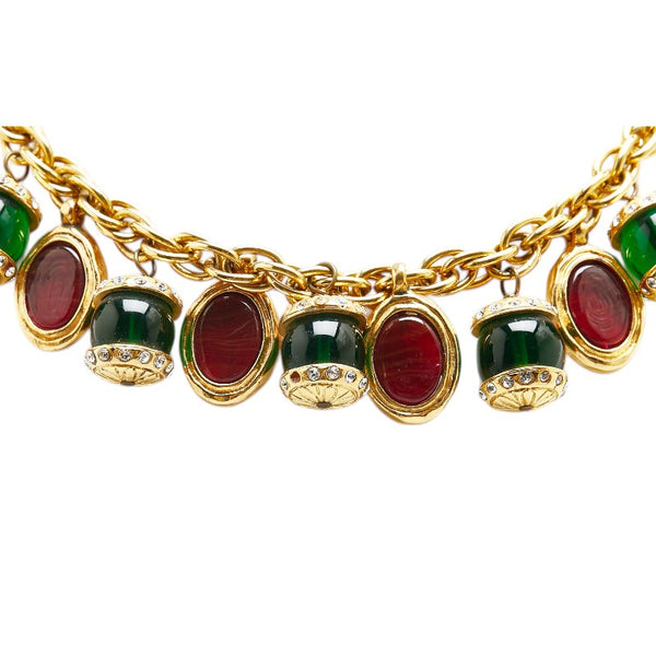 シャネル グリポア ラインストーン ネックレス ゴールド マルチカラー メッキ レディース CHANEL 【中古】