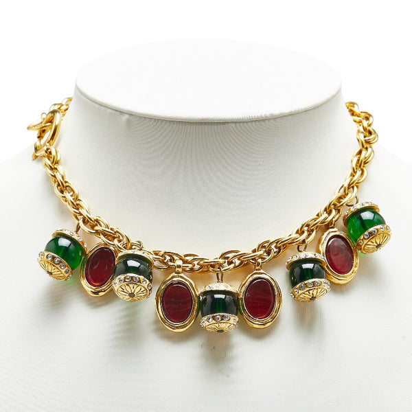 シャネル グリポア ラインストーン ネックレス ゴールド マルチカラー メッキ レディース CHANEL 【中古】