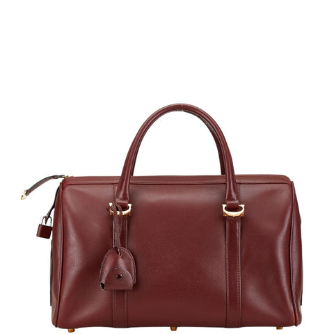 カルティエ マストライン ミニボストンバッグ ハンドバッグ ワインレッド ボルドー レザー レディース CARTIER 【中古】