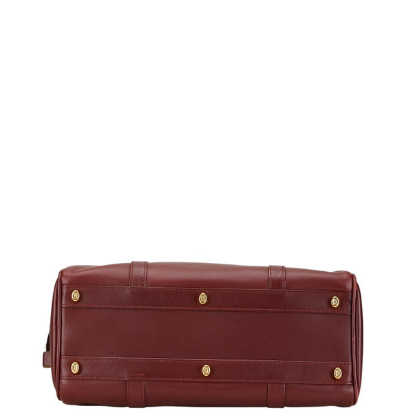 カルティエ マストライン ミニボストンバッグ ハンドバッグ ワインレッド ボルドー レザー レディース CARTIER 【中古】