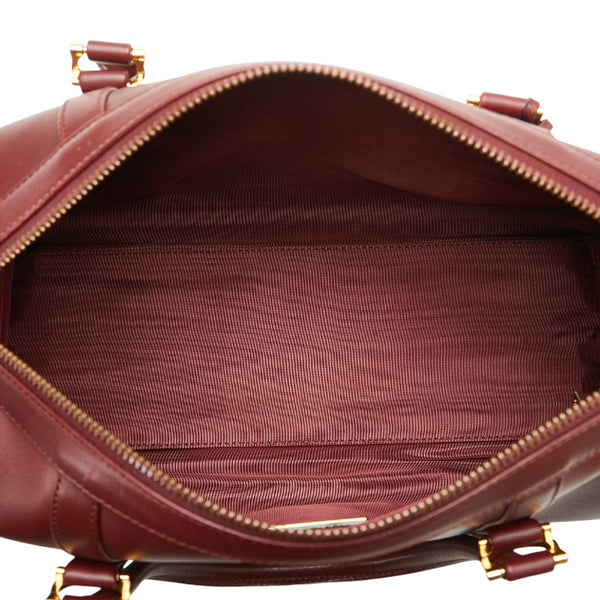 カルティエ マストライン ミニボストンバッグ ハンドバッグ ワインレッド ボルドー レザー レディース CARTIER 【中古】