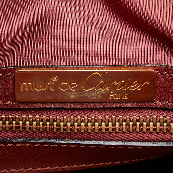 カルティエ マストライン ミニボストンバッグ ハンドバッグ ワインレッド ボルドー レザー レディース CARTIER 【中古】
