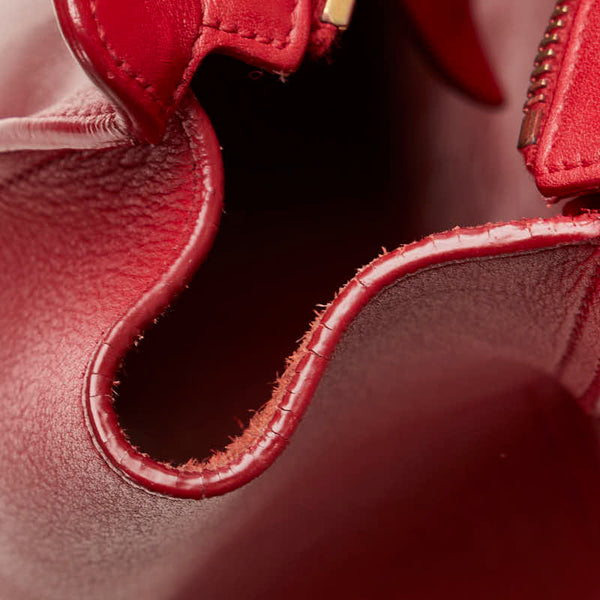 サンローラン プチカバス ハンドバッグ ショルダーバッグ 2WAY 311210 レッド レザー レディース SAINT LAURENT 【中古】