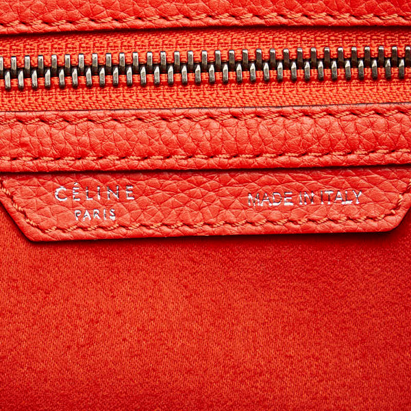 セリーヌ ラゲージ マイクロショッパー ハンドバッグ オレンジ レザー レディース CELINE 【中古】