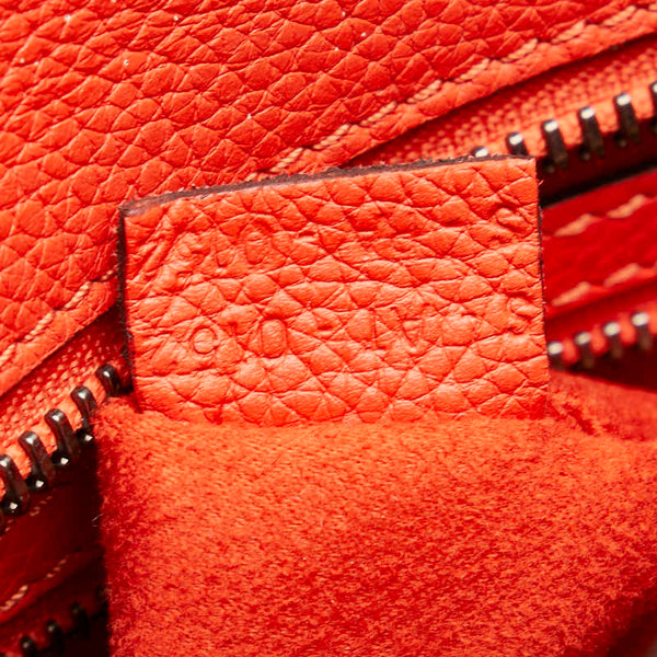 セリーヌ ラゲージ マイクロショッパー ハンドバッグ オレンジ レザー レディース CELINE 【中古】