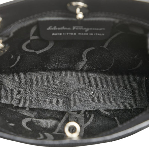 サルヴァトーレフェラガモ ヴァラ ハンドバッグ ショルダーバッグ 2WAY ブラック キャンバス レザー レディース Salvatore Ferragamo 【中古】