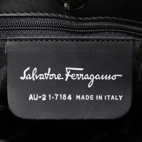 サルヴァトーレフェラガモ ヴァラ ハンドバッグ ショルダーバッグ 2WAY ブラック キャンバス レザー レディース Salvatore Ferragamo 【中古】