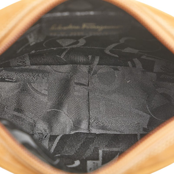 サルヴァトーレフェラガモ ヴァラリボン ショルダーバッグ ブラウン スウェット レザー レディース Salvatore Ferragamo 【中古】