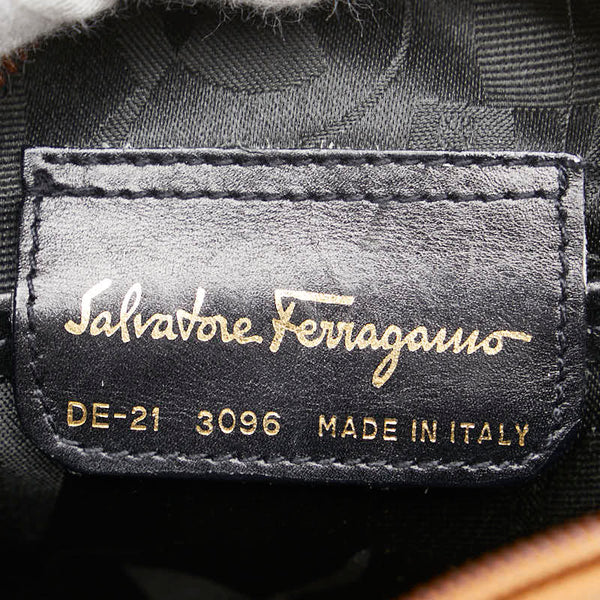サルヴァトーレフェラガモ ヴァラリボン ショルダーバッグ ブラウン スウェット レザー レディース Salvatore Ferragamo 【中古】