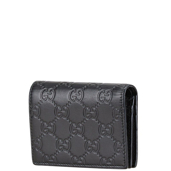 グッチ グッチシマ キャット 猫 二つ折り財布 コンパクトウォレット 548057 ブラック レザー レディース GUCCI 【中古】