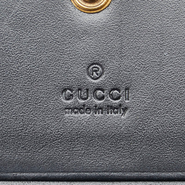 グッチ グッチシマ キャット 猫 二つ折り財布 コンパクトウォレット 548057 ブラック レザー レディース GUCCI 【中古】