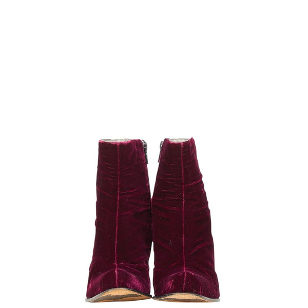 プラダ ショートブーツ ハイヒール サイズ：37 ワインレッド ボルドー ベロア レディース PRADA 【中古】