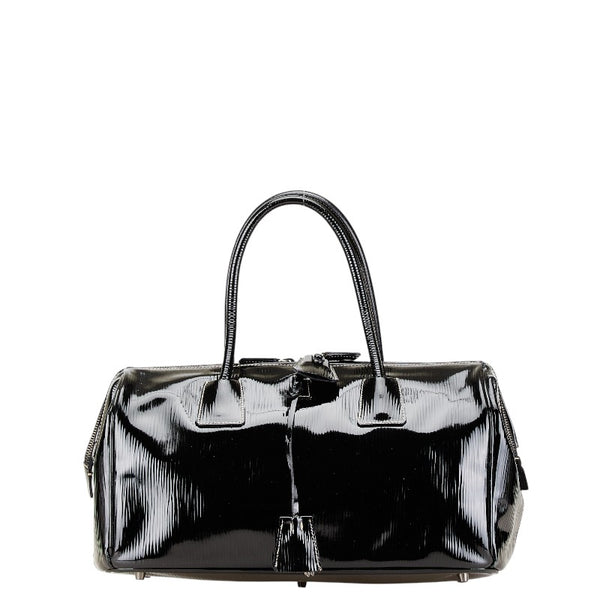 プラダ 三角ロゴプレート ハンドバッグ トートバッグ BN0476 ブラック パテントレザー レディース PRADA 【中古】