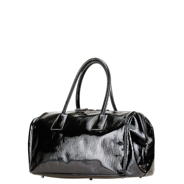 プラダ 三角ロゴプレート ハンドバッグ トートバッグ BN0476 ブラック パテントレザー レディース PRADA 【中古】