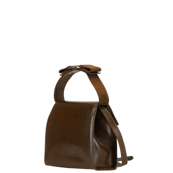 サルヴァトーレフェラガモ ヴァラリボン ハンドバッグ ショルダーバッグ 2WAY ブラウン レザー キャンバス レディース Salvatore Ferragamo 【中古】