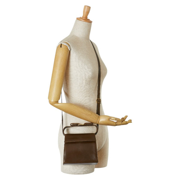 サルヴァトーレフェラガモ ヴァラリボン ハンドバッグ ショルダーバッグ 2WAY ブラウン レザー キャンバス レディース Salvatore Ferragamo 【中古】