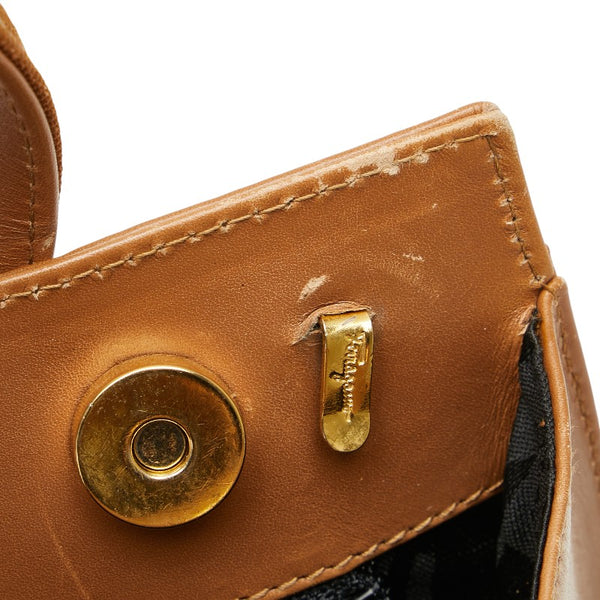 サルヴァトーレフェラガモ ヴァラリボン ハンドバッグ ショルダーバッグ 2WAY ブラウン レザー レディース Salvatore Ferragamo 【中古】