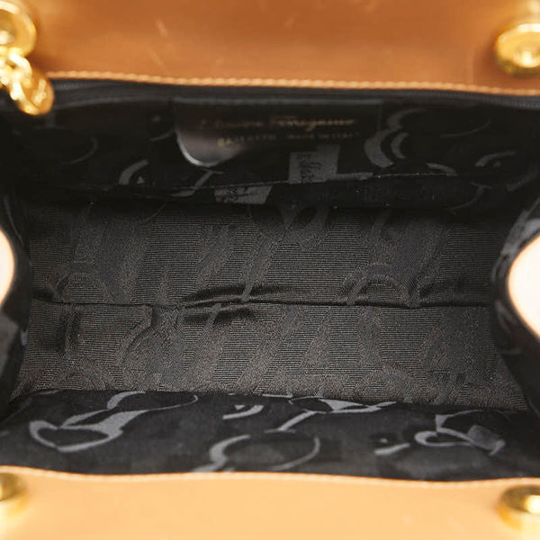 サルヴァトーレフェラガモ ヴァラリボン ハンドバッグ ショルダーバッグ 2WAY ブラウン レザー レディース Salvatore Ferragamo 【中古】