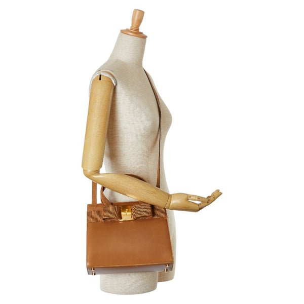 サルヴァトーレフェラガモ ヴァラリボン ハンドバッグ ショルダーバッグ 2WAY ブラウン レザー レディース Salvatore Ferragamo 【中古】
