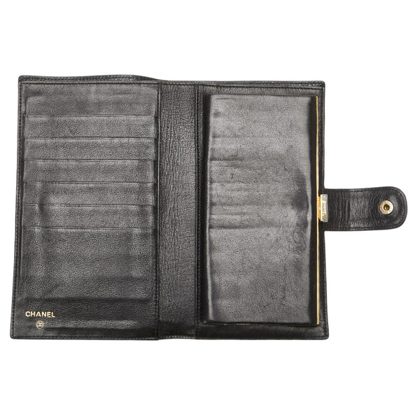 シャネル ココマーク がま口 長財布 ブラック キャビアスキン レディース CHANEL 【中古】