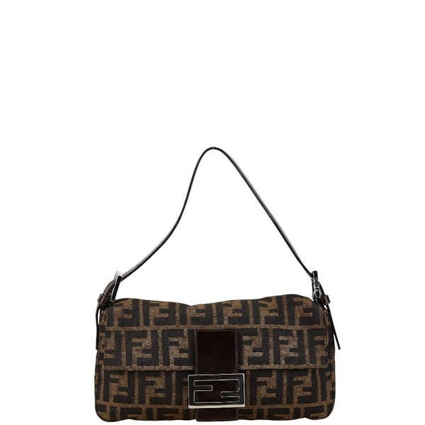 フェンディ ズッカ マンマバケット ワンショルダーバッグ ブラウン キャンバス レザー レディース FENDI 【中古】
