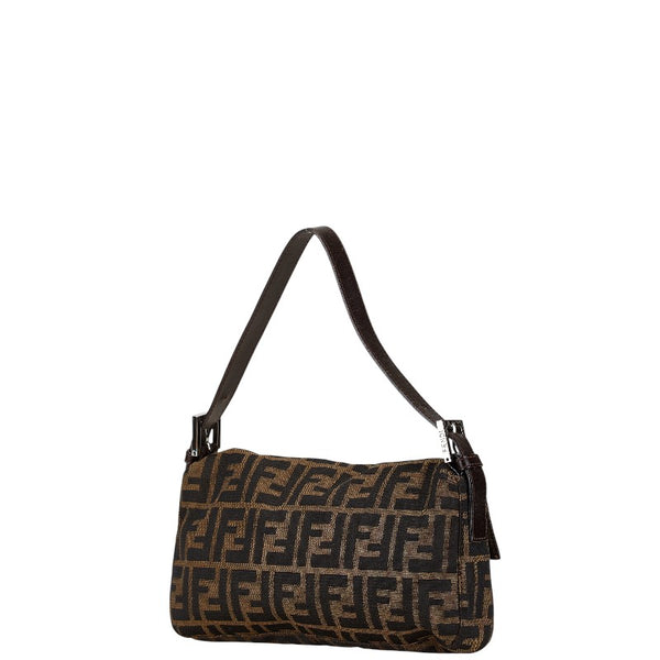 フェンディ ズッカ マンマバケット ワンショルダーバッグ ブラウン キャンバス レザー レディース FENDI 【中古】