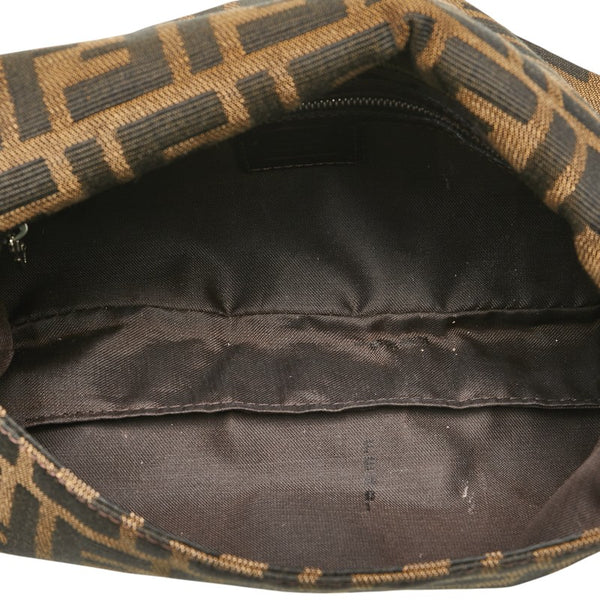 フェンディ ズッカ マンマバケット ワンショルダーバッグ ブラウン キャンバス レザー レディース FENDI 【中古】