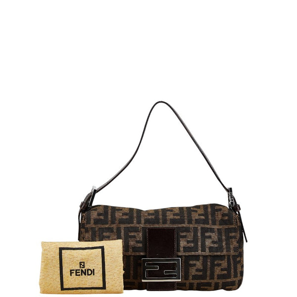 フェンディ ズッカ マンマバケット ワンショルダーバッグ ブラウン キャンバス レザー レディース FENDI 【中古】