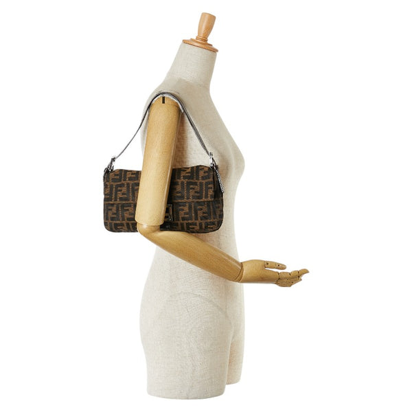フェンディ ズッカ マンマバケット ワンショルダーバッグ ブラウン キャンバス レザー レディース FENDI 【中古】