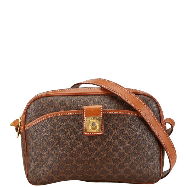 セリーヌ マカダム 斜め掛け ショルダーバッグ ブラウン PVC レザー レディース CELINE 【中古】