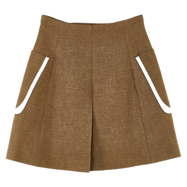 フェンディ ミニスカート サイズ：36 ベージュ ホワイト ウール シルク レディース FENDI 【中古】