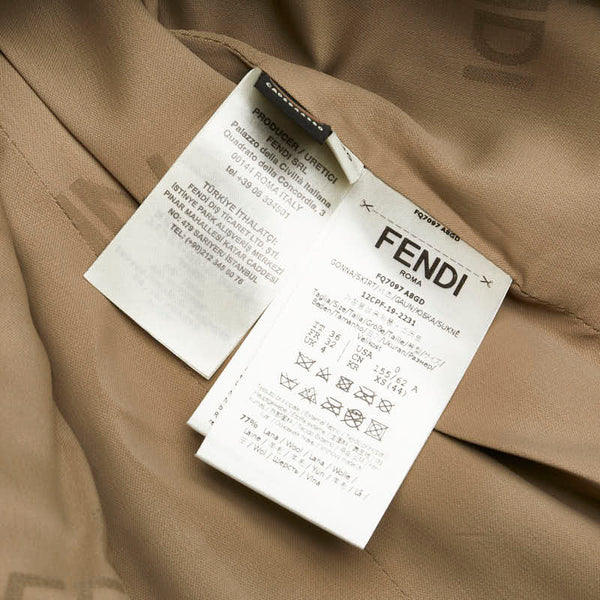 フェンディ ミニスカート サイズ：36 ベージュ ホワイト ウール シルク レディース FENDI 【中古】
