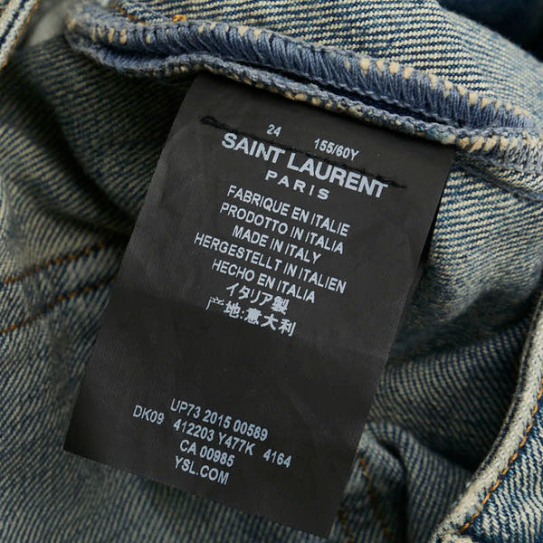 サンローラン 16SS ニークラッシュ  デニムパンツ スキニー サイズ：24 412203 Y477K インディゴブルー コットン レディース SAINT LAURENT 【中古】