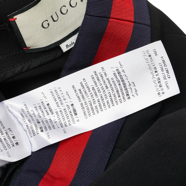 グッチ シェリーライン リボン ビジュー パンツ スキニー サイズ：36 ブラック コットン ナイロン ポリウレタン レディース GUCCI 【中古】