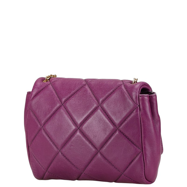 サルヴァトーレフェラガモ ヴァラリボン キルティング 斜め掛け チェーン ショルダーバッグ AU-22 C150 パープル レザー レディース Salvatore Ferragamo 【中古】