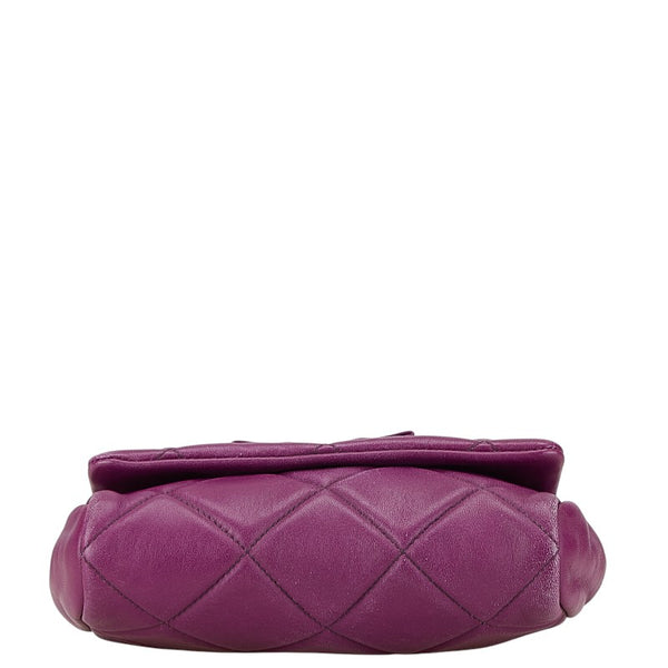 サルヴァトーレフェラガモ ヴァラリボン キルティング 斜め掛け チェーン ショルダーバッグ AU-22 C150 パープル レザー レディース Salvatore Ferragamo 【中古】