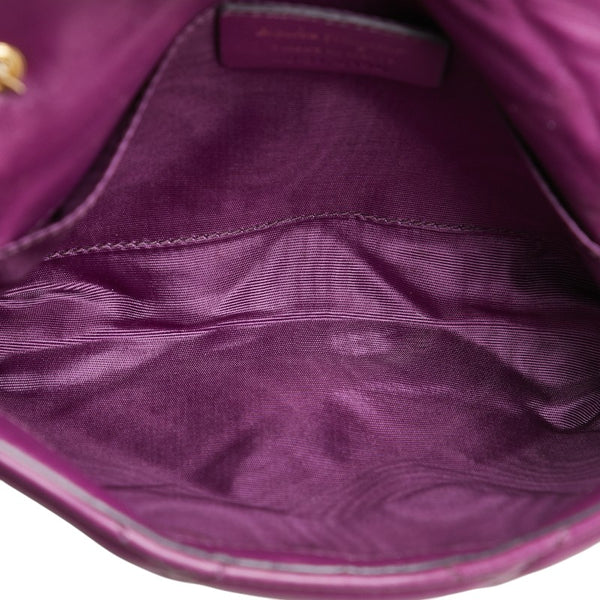 サルヴァトーレフェラガモ ヴァラリボン キルティング 斜め掛け チェーン ショルダーバッグ AU-22 C150 パープル レザー レディース Salvatore Ferragamo 【中古】