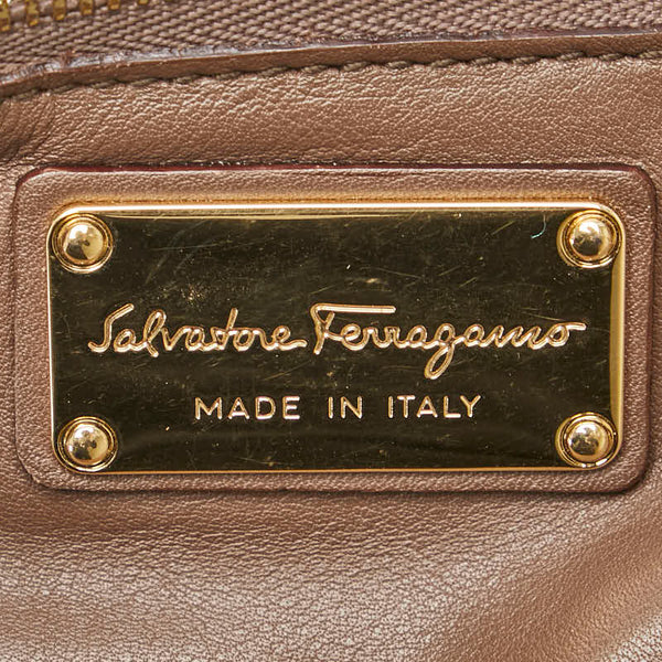 サルヴァトーレフェラガモ ガンチーニ ハンドバッグ ショルダーバッグ 2WAY ブラウン レザー レディース Salvatore Ferragamo 【中古】
