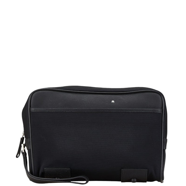 モンブラン セカンドバッグ クラッチバッグ ブラック キャンバス レザー メンズ MONTBLANC 【中古】