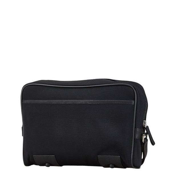 モンブラン セカンドバッグ クラッチバッグ ブラック キャンバス レザー メンズ MONTBLANC 【中古】