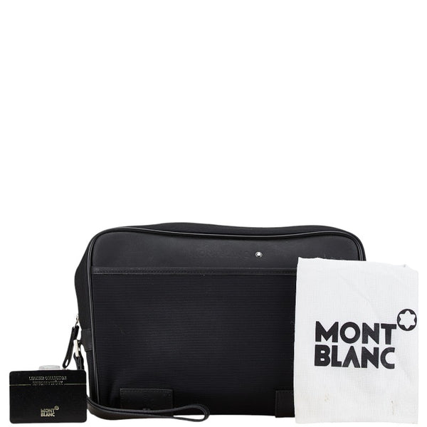 モンブラン セカンドバッグ クラッチバッグ ブラック キャンバス レザー メンズ MONTBLANC 【中古】